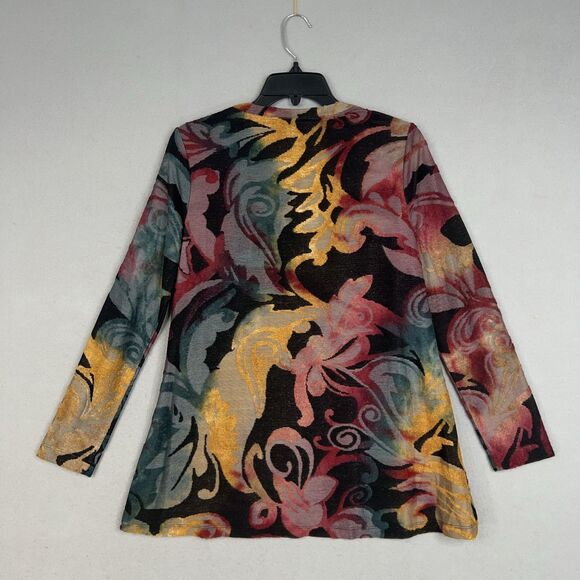 Ali Miles Tunic Sweater Womens XS Red Blue yellow Floral Abstract Art Eclectic - Picture 6 of 13